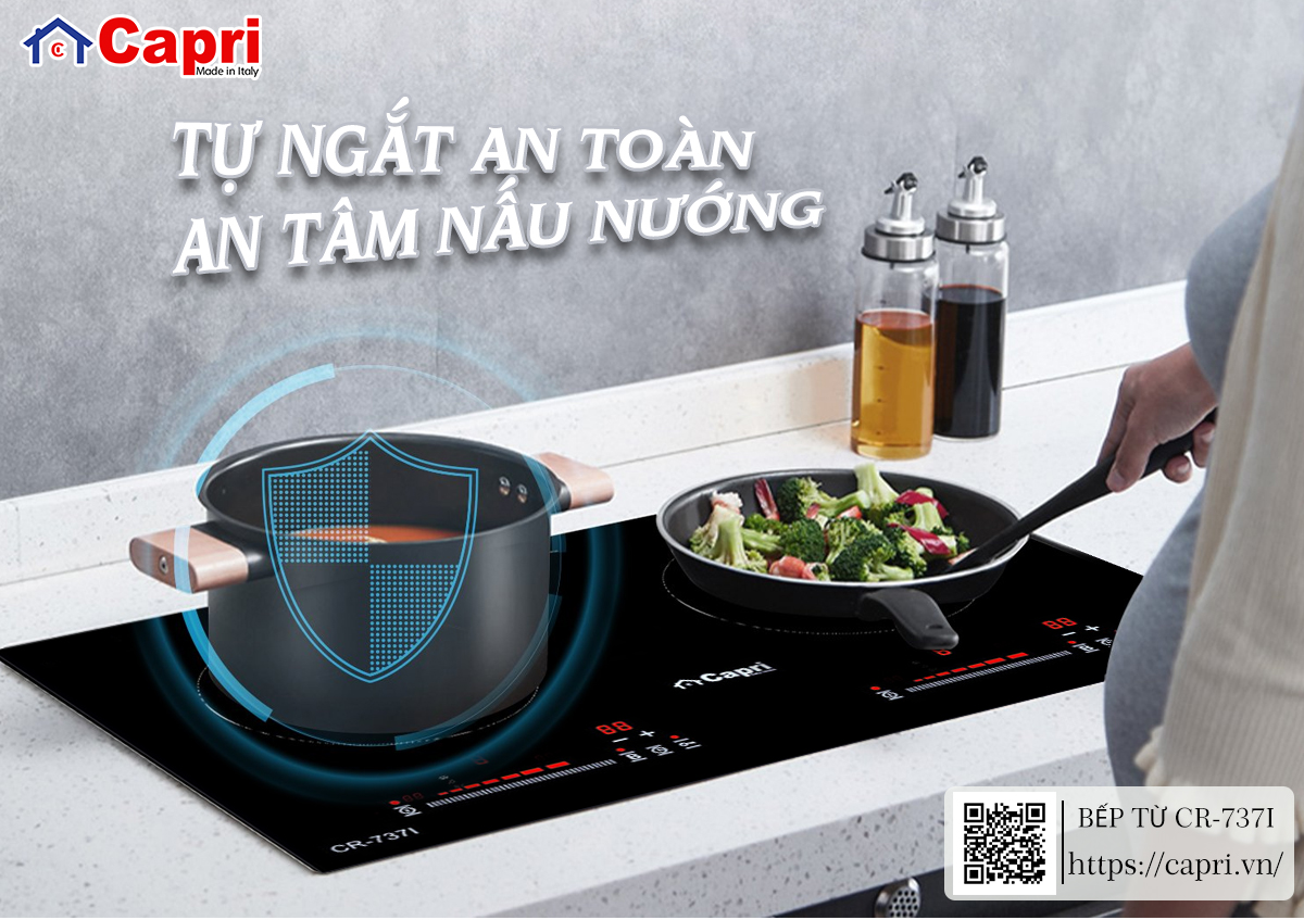 Bếp điện từ Capri chứa nhiều chức năng an toàn